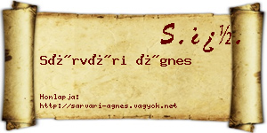 Sárvári Ágnes névjegykártya